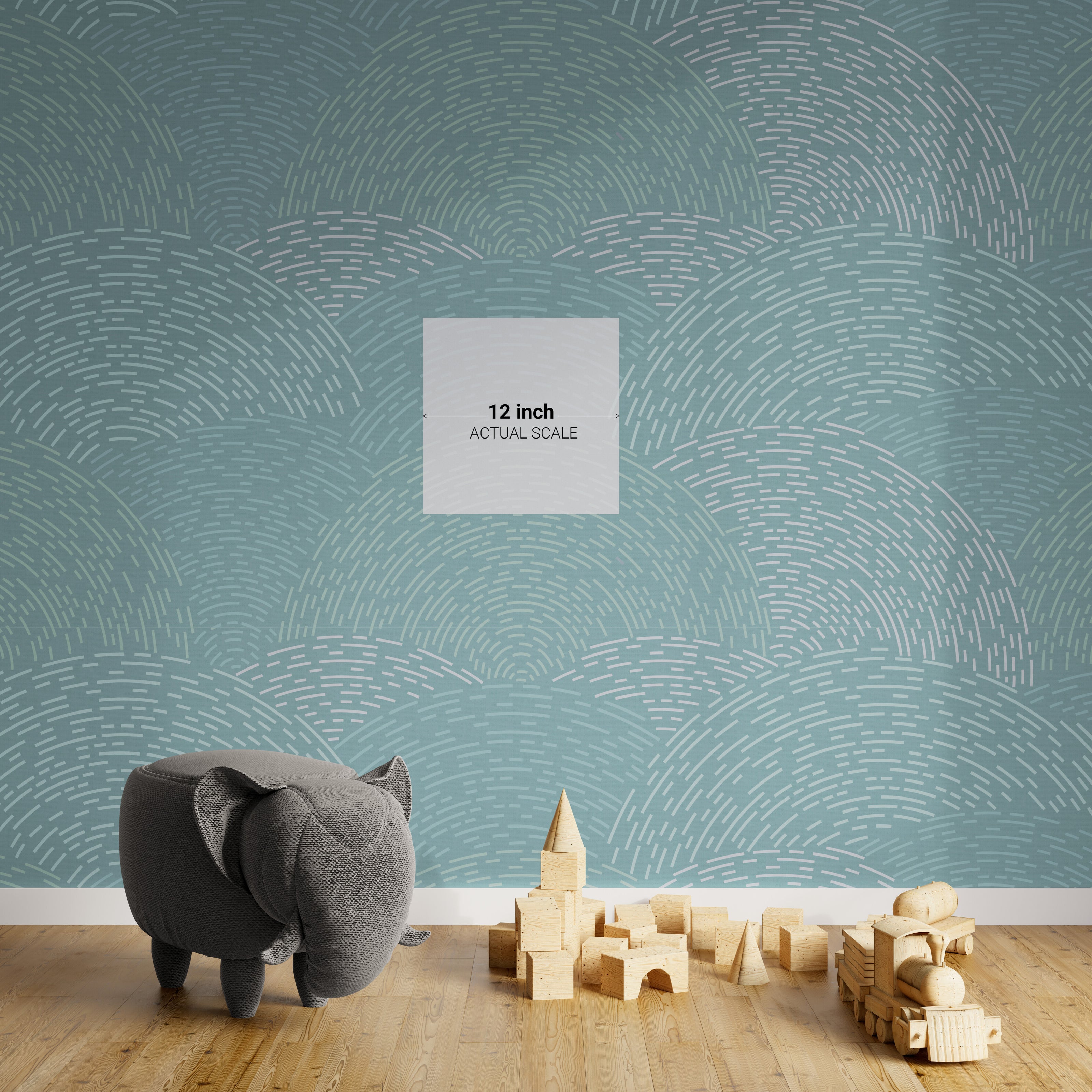 GE0003 Radial Escape Grace & Gardenia Endless Mural Teal