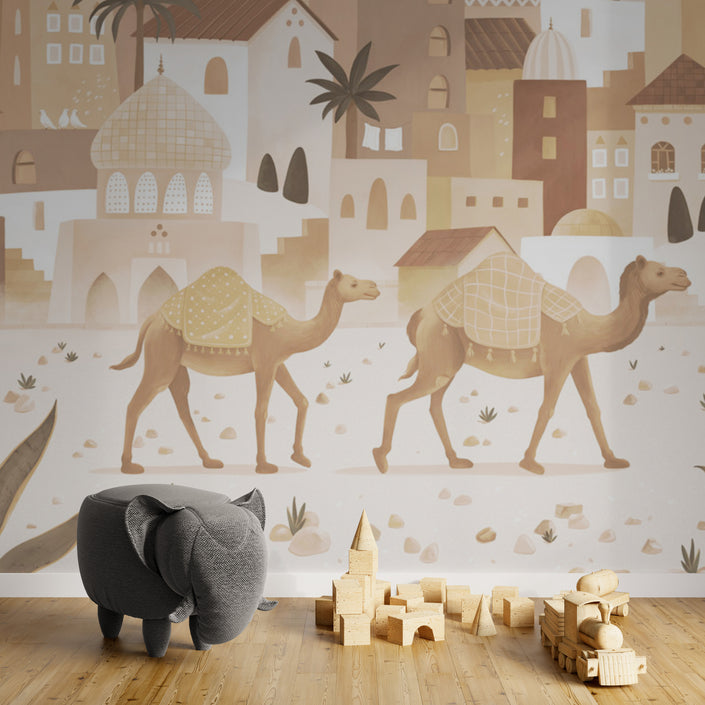 GDSE3581 Desert Dreams Wallpaper Mural Premium Peel and Stick Material 26in Wide x 9 ft. Monochromatic Brown