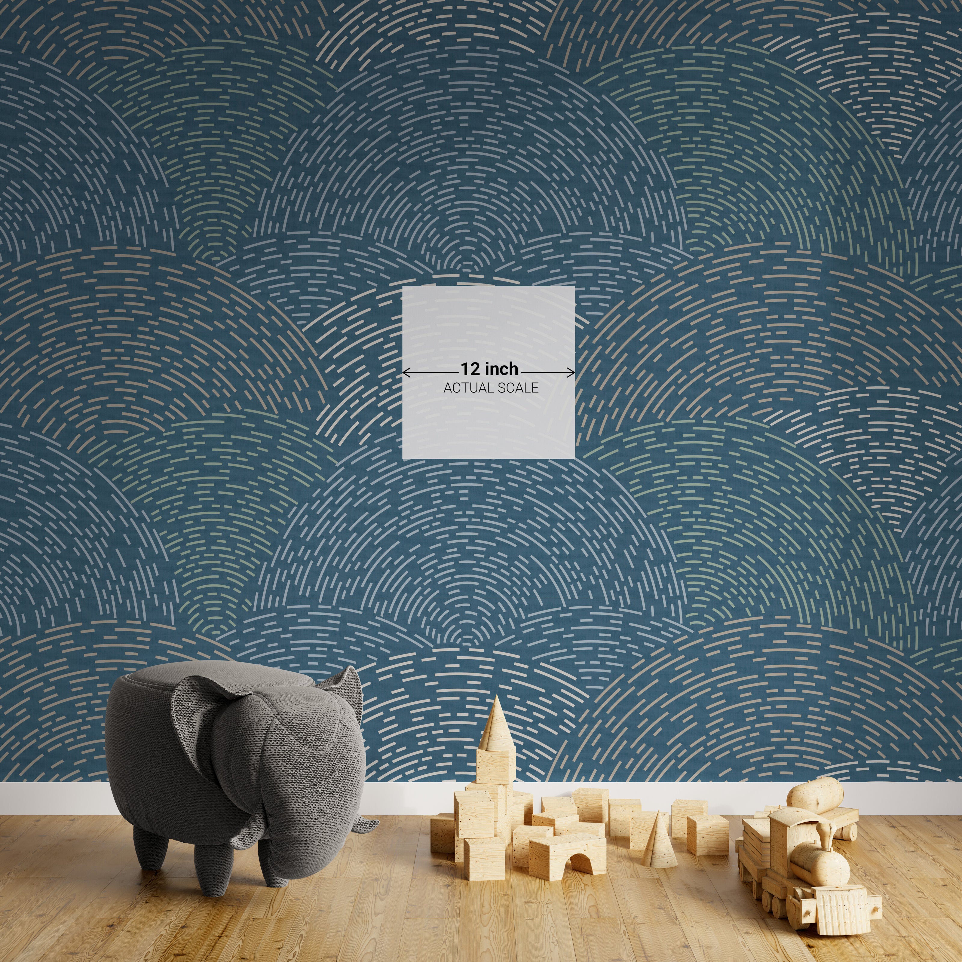 GE0002 Radial Escape Grace & Gardenia Endless Mural Navy