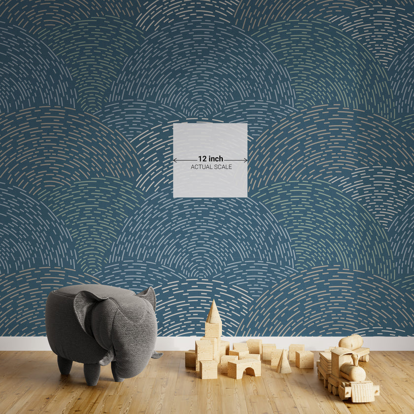 GE0002 Radial Escape Grace & Gardenia Endless Mural Navy