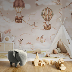 GDSE3531 Aviation Adventure Wallpaper Mural Premium Peel and Stick Material 26in Wide x 9 ft. Mono Beige Pink