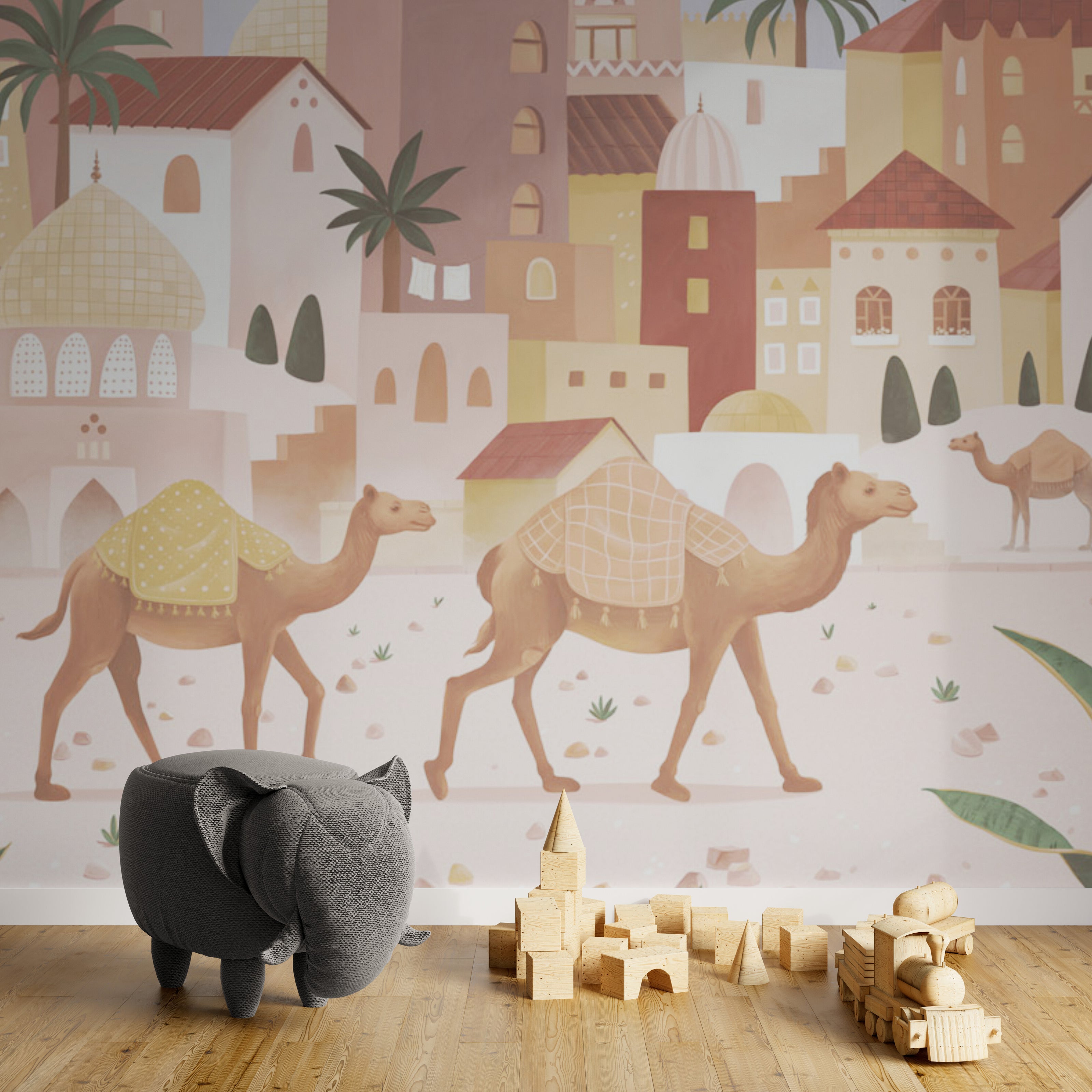 GDSE3580 Desert Dreams Wallpaper Mural Premium Peel and Stick Material 26in Wide x 9 ft. Soft Pink Tan Brown