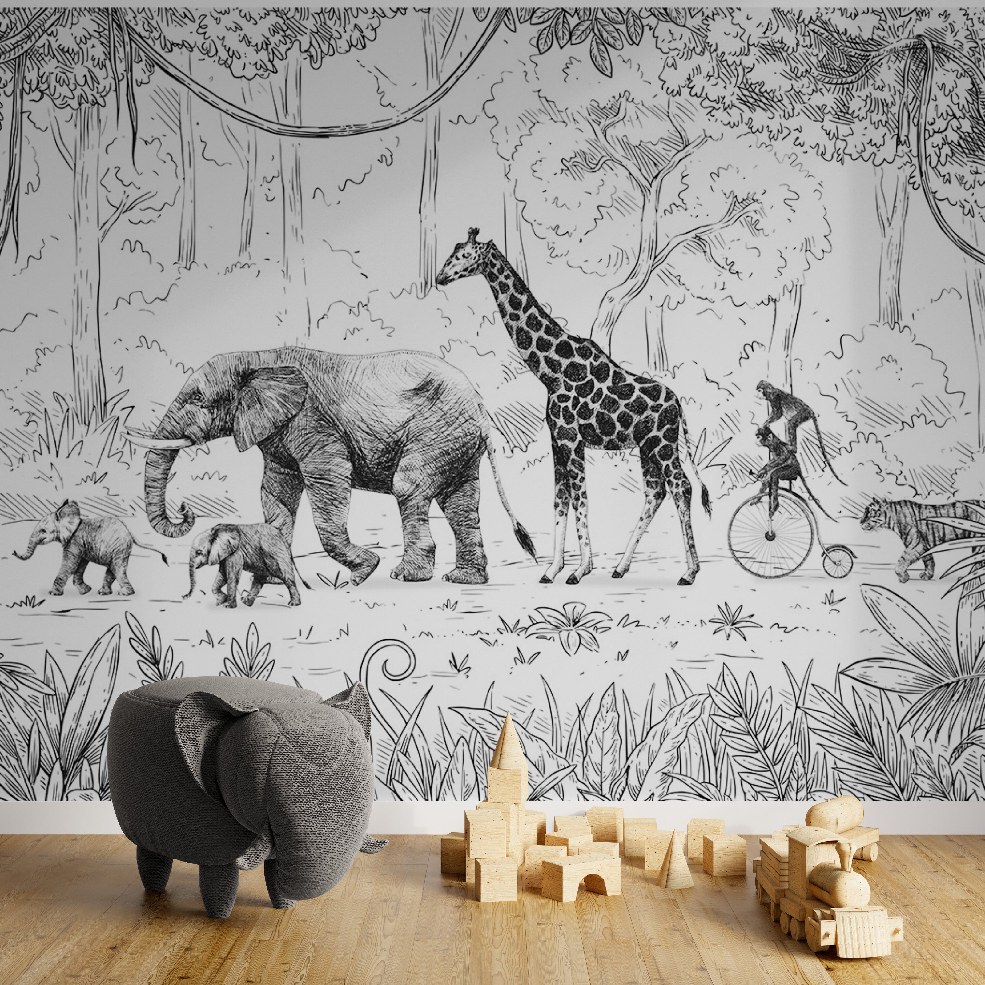 GDSE3011 Animal Parade Black White
