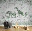 GDSE3012 Animal Parade Wallpaper Mural Premium Peel and Stick Material 26in Wide x 9 ft. Green