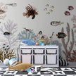 GDSE3131 Roaring Reef Wallpaper Premium Peel and Stick Material 26in Wide x 6ft, 9 ft, 12ft, White