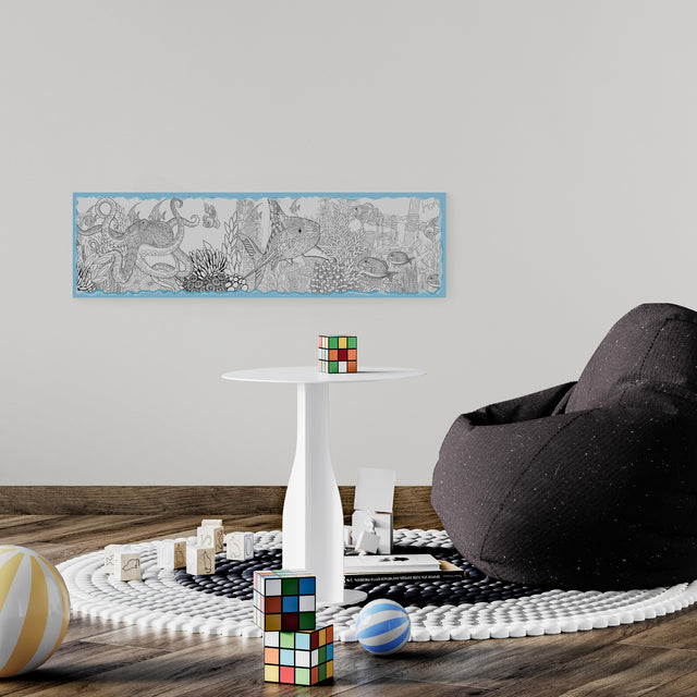 GA3001 Coloring Pages Ocean World  Peel & Stick Wall Art Teal Black 15in (W) x 52in (H)
