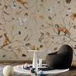 GDSE3140 Playful Forest Wallpaper Premium Peel and Stick Material 26in Wide x 6ft, 9 ft, 12ft, Beige