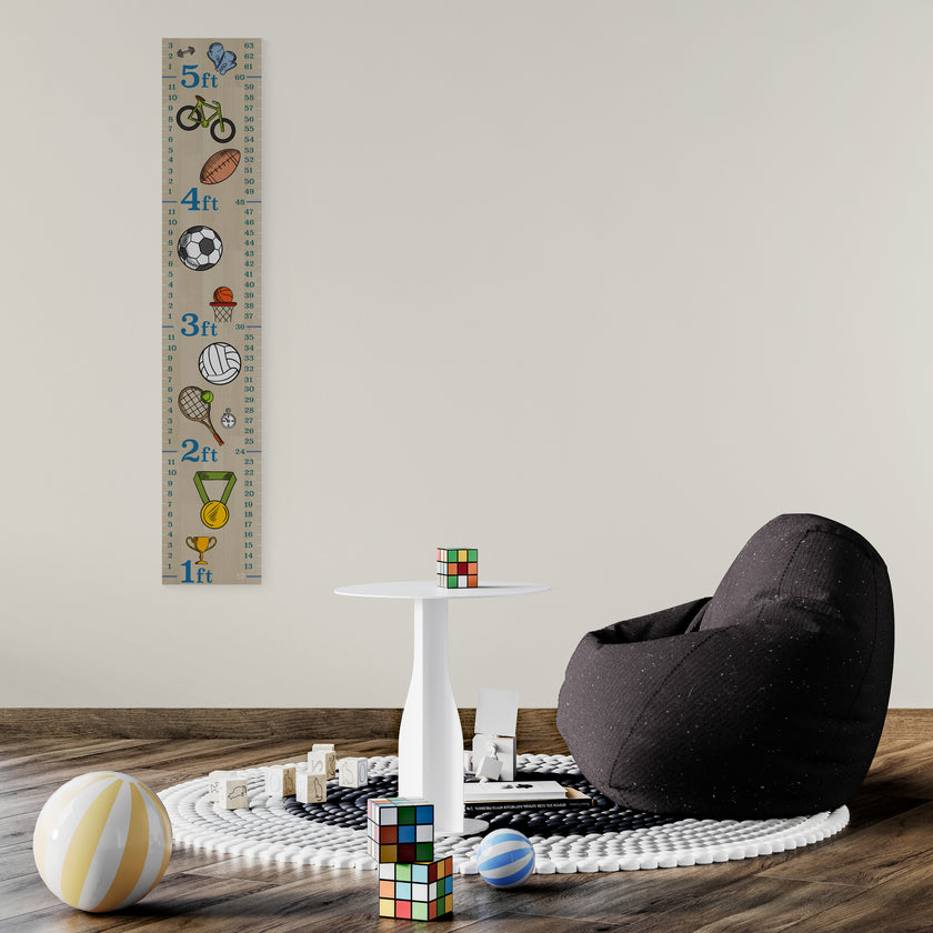 GA1004 Children’s Peel & Stick Growth Chart Sports Club Kids