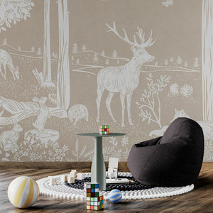 GDSE3089 Monochrome Forest Wallpaper Premium Peel and Stick Material 26in Wide x 9 ft. Pink