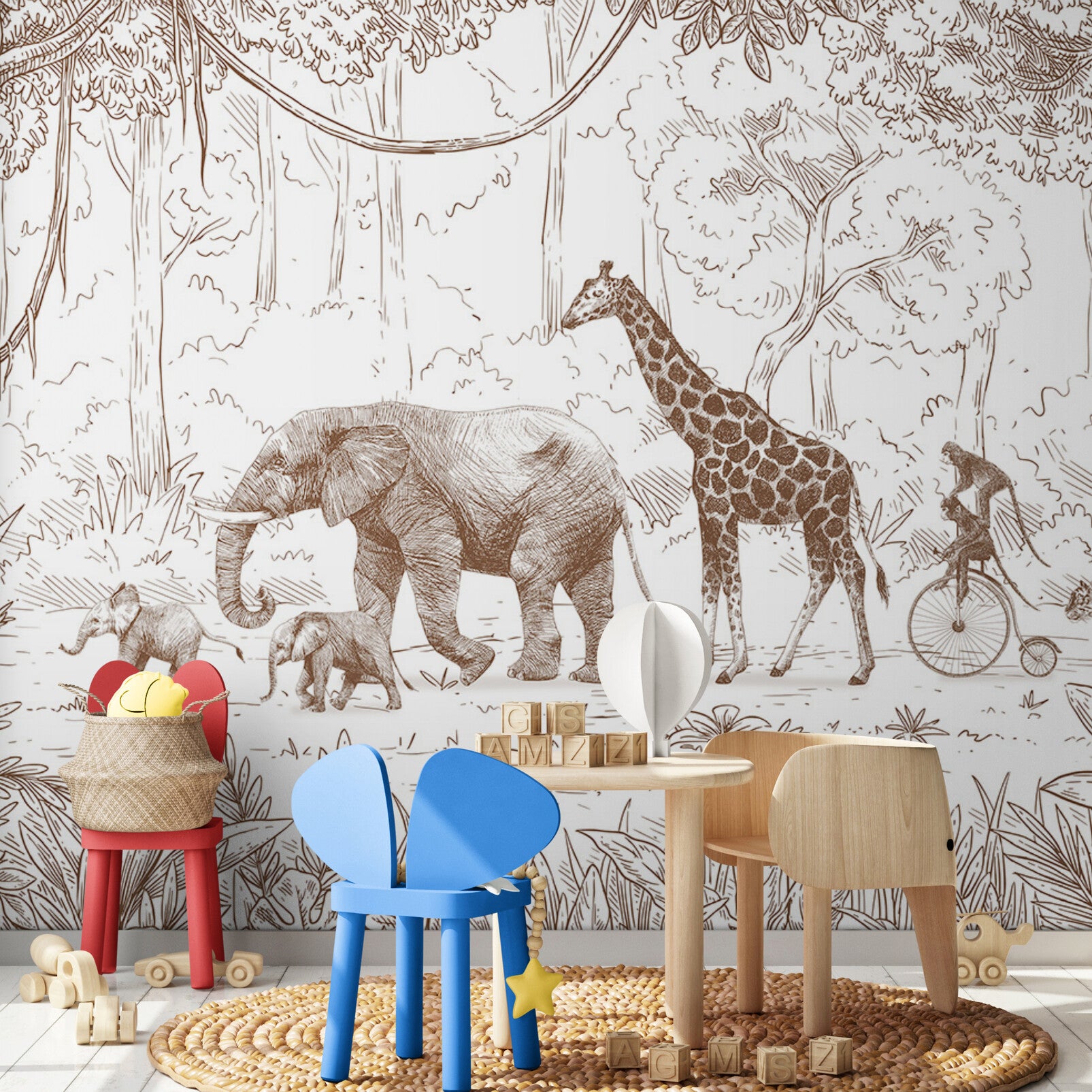 GDSE3012 Animal Parade Wallpaper Mural Premium Peel and Stick Material 26in Wide x 9 ft. Green