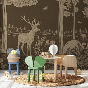 GDSE3082 Monochrome Forest Wallpaper Premium Peel and Stick Material 26in Wide x 9 ft. Vintage Brown