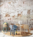 GDSE3050 Forest Friends Wallpaper Mural Premium Peel and Stick Material 26in Wide x 9 ft. White Brown