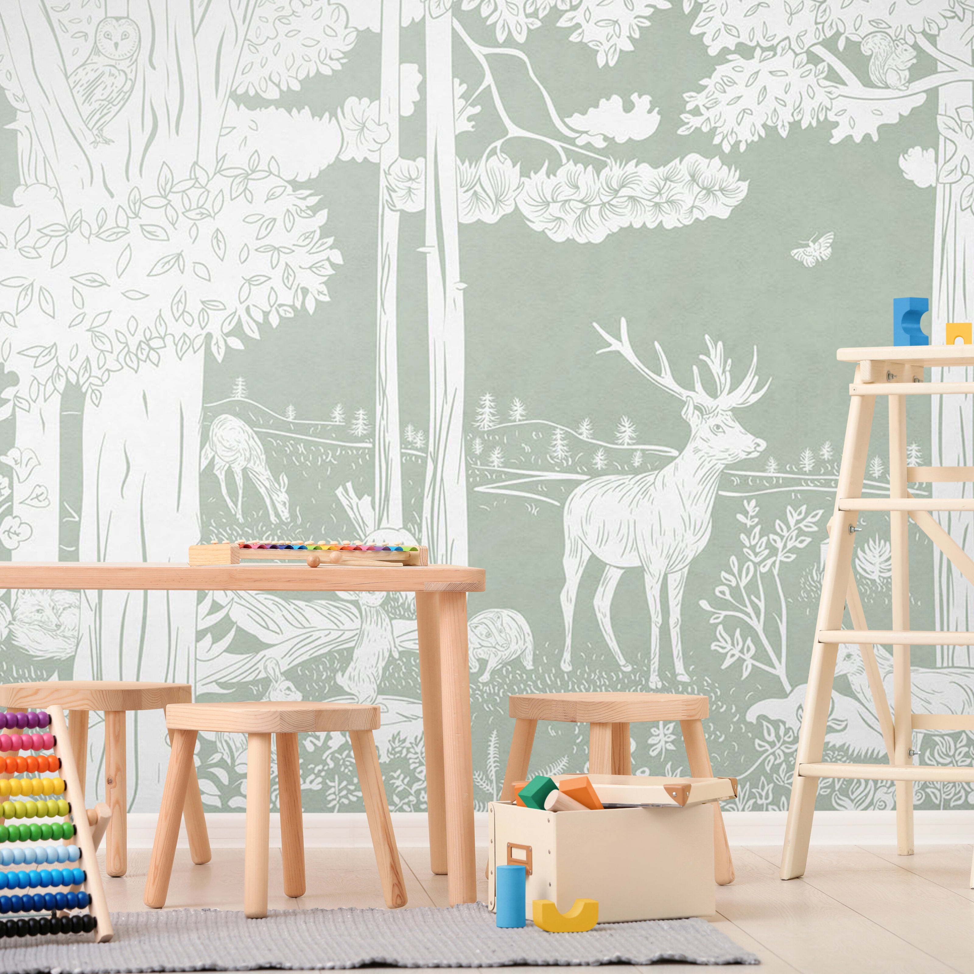 GDSE3086 Monochrome Forest Wallpaper Premium Peel and Stick Material 26in Wide x 9 ft. Light Green
