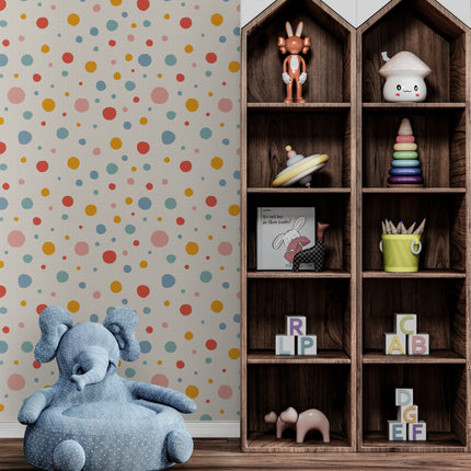 GW0011 Quirky Polka Dots Wallpaper Roll 19 inch Wide x 18 ft. Long in Beige Brown