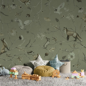 GDSE3147 Playful Forest Wallpaper Premium Peel and Stick Material 26in Wide x 6ft, 9 ft, 12ft, Pink