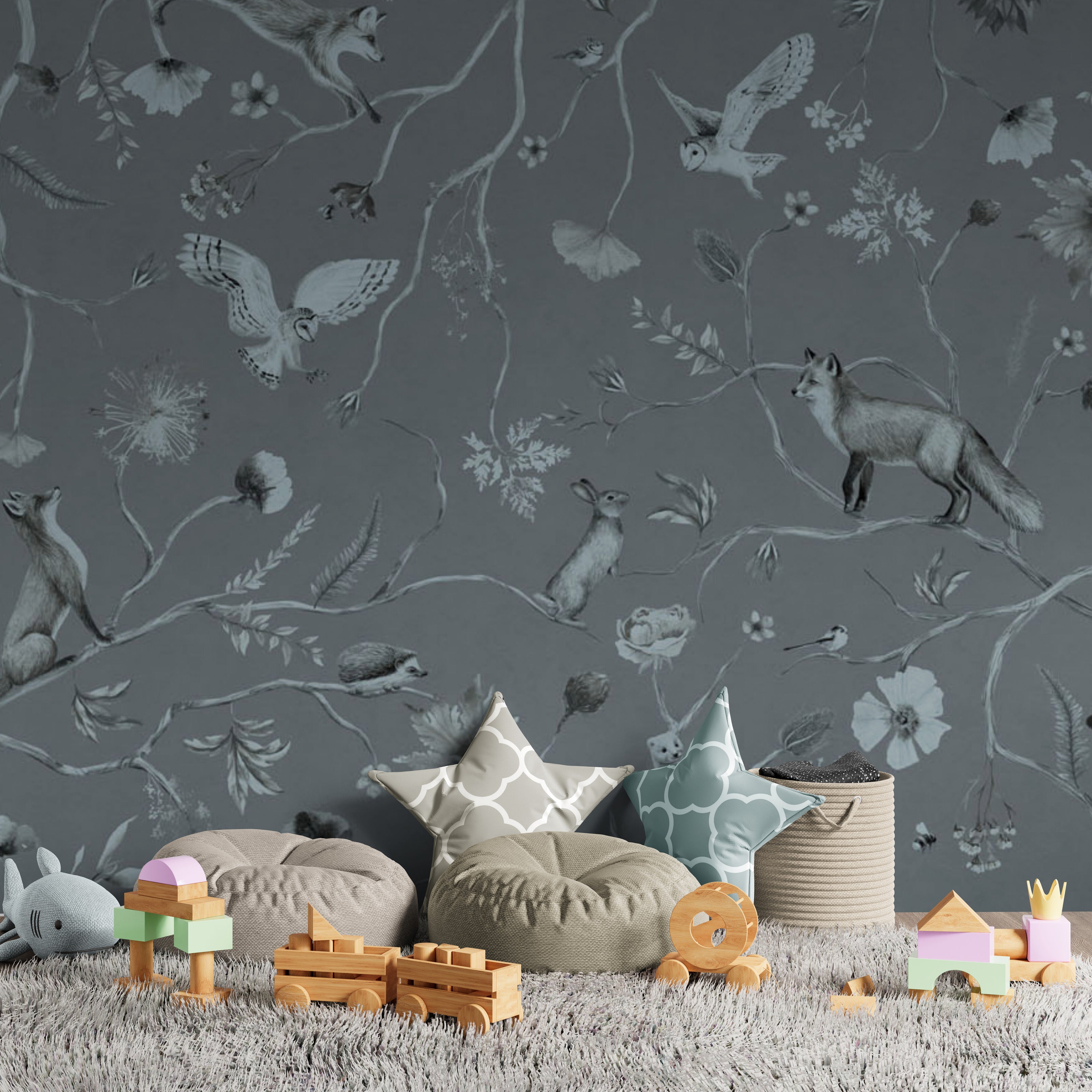 GDSE3140 Playful Forest Wallpaper Premium Peel and Stick Material 26in Wide x 6ft, 9 ft, 12ft, Beige