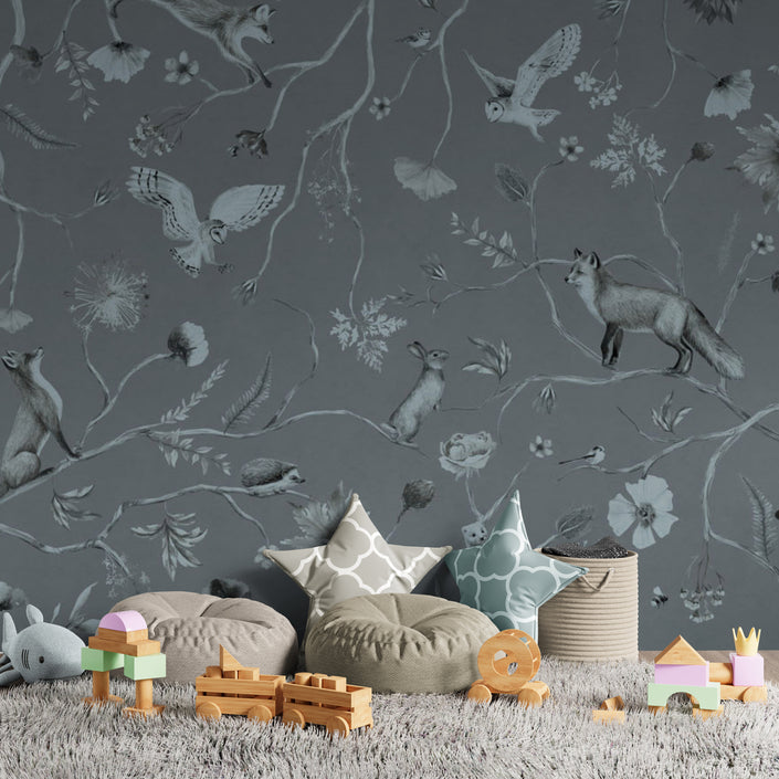 GDSE3142 Playful Forest Wallpaper Premium Peel and Stick Material 26in Wide x 6ft, 9 ft, 12ft, Green
