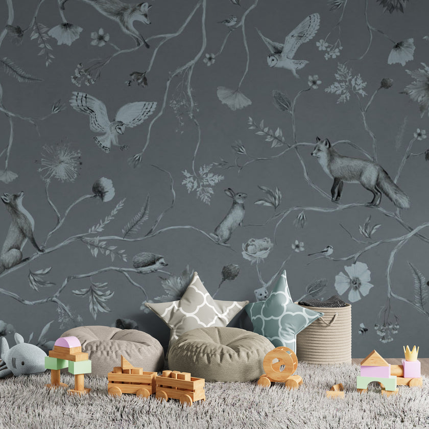 GDSE3140 Playful Forest Wallpaper Premium Peel and Stick Material 26in Wide x 6ft, 9 ft, 12ft, Beige