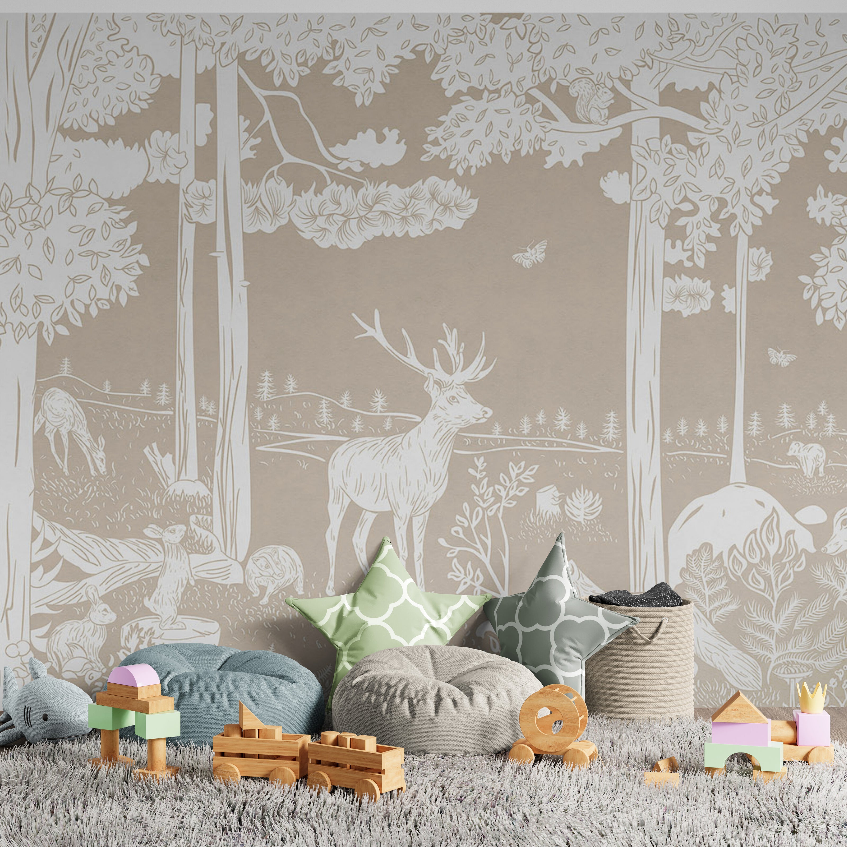 GDSE3083 Monochrome Forest Wallpaper Premium Peel and Stick Material 26in Wide x 9 ft. Light Brown