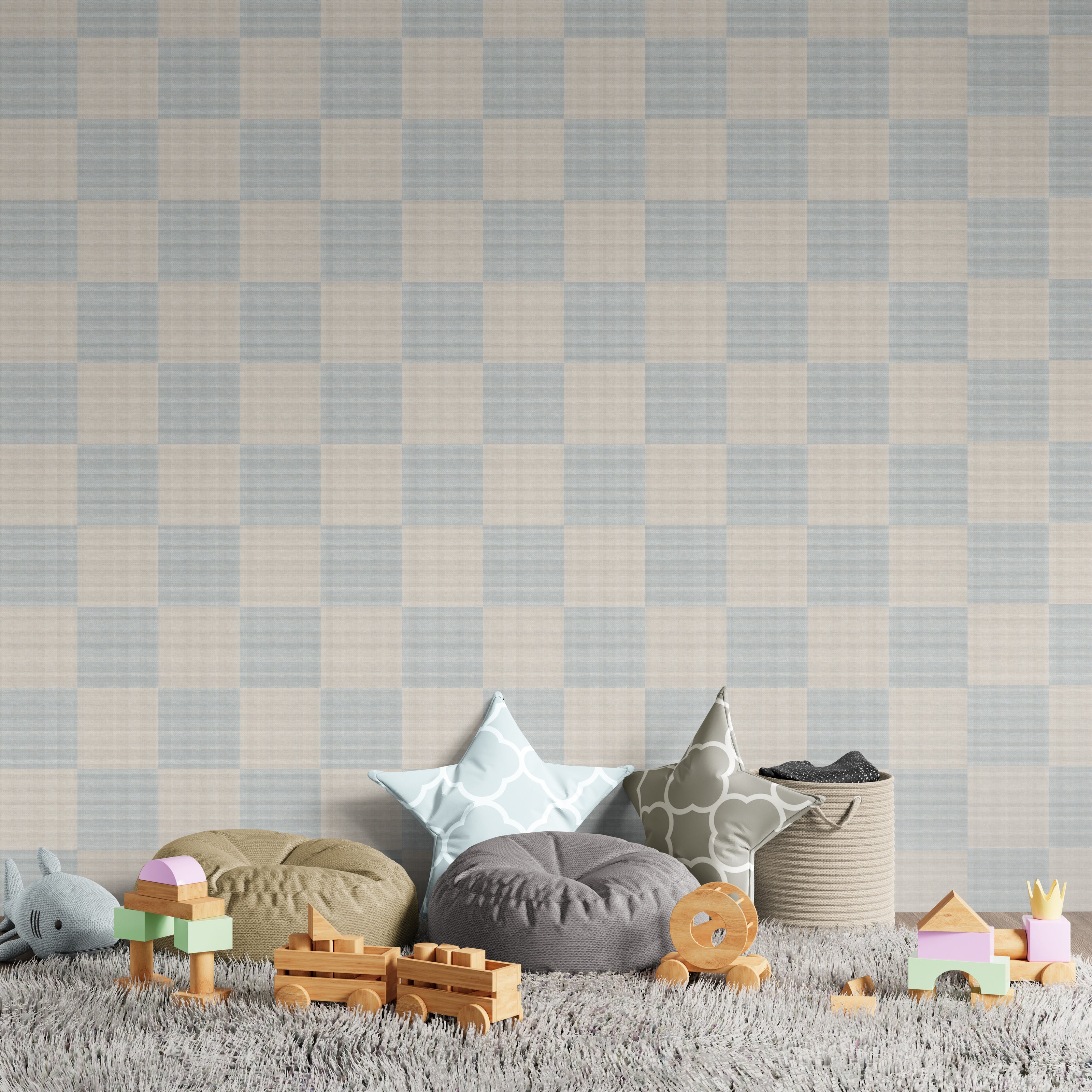 GW0202 Check Faux Grasscloth Plain weave Texture Wallpaper Roll 19 inch Wide x 18 ft. Long in White Baby Blue