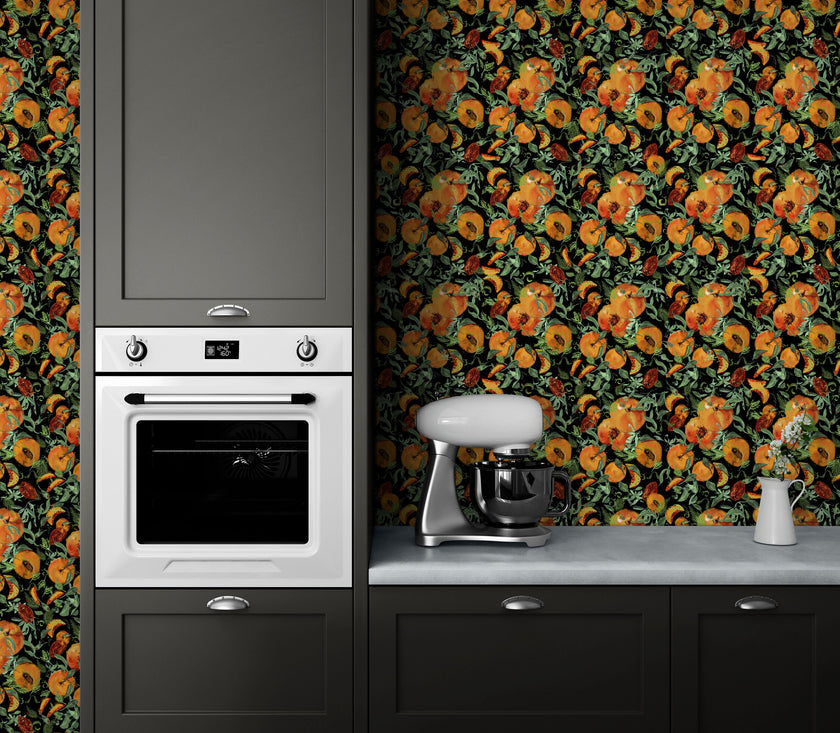 GDSL5030 Peaches Premium Peel and Stick Wallpaper Panel 26 inch Wide in Orange Green Tan