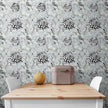 GDSL5003 Dahlias Premium Peel and Stick Wallpaper Panel 26 inch Wide in Light Teal White Black