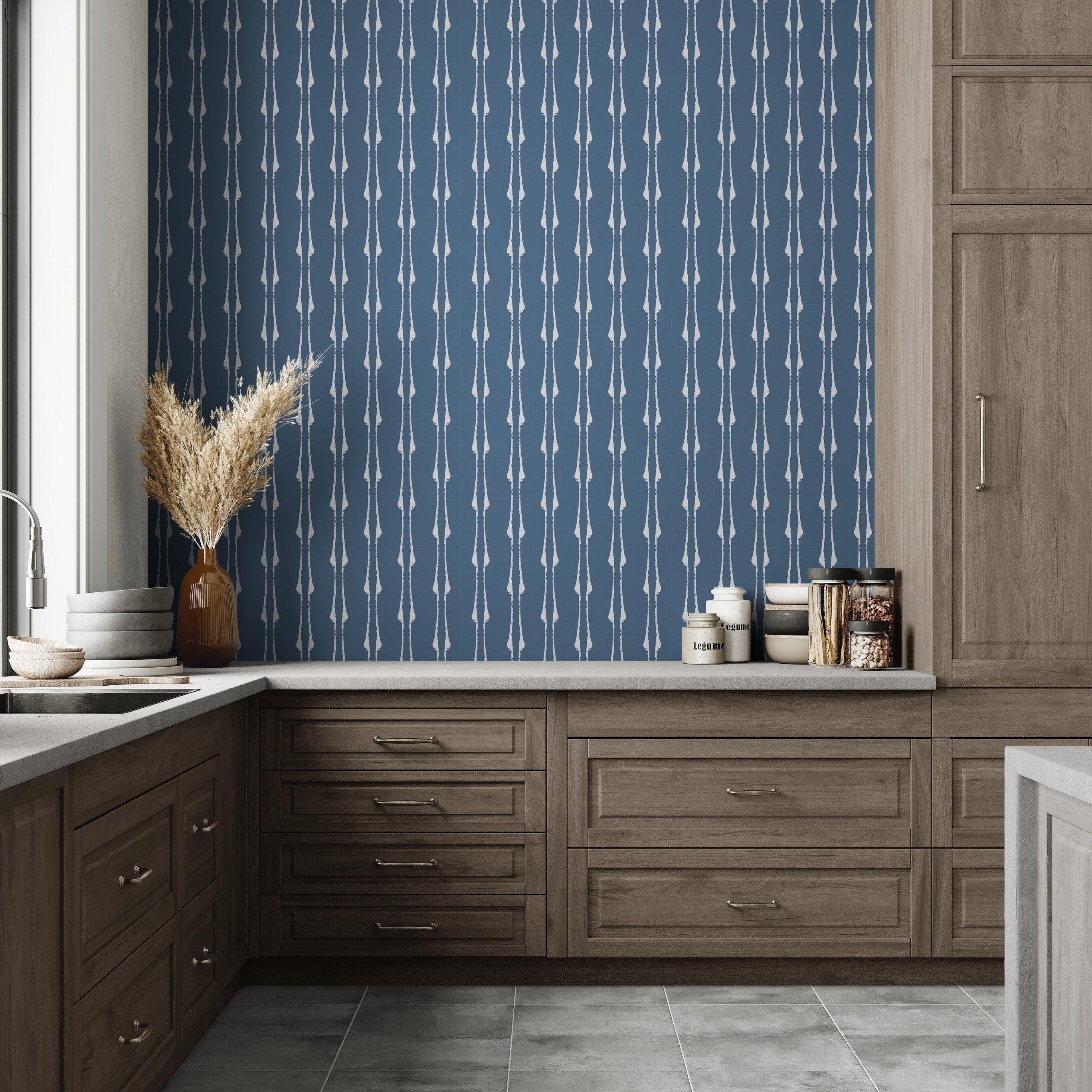 GDP6003 Twisted Twig Premium Peel and Stick Wallpaper Panel 6 Ft High x 26 Wide in Muted Navy