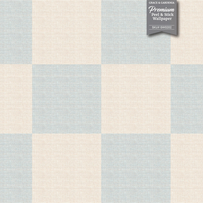 GW0201 Check Faux Grasscloth Plain weave Texture Wallpaper Roll 19 inch Wide x 18 ft. Long in White Tan