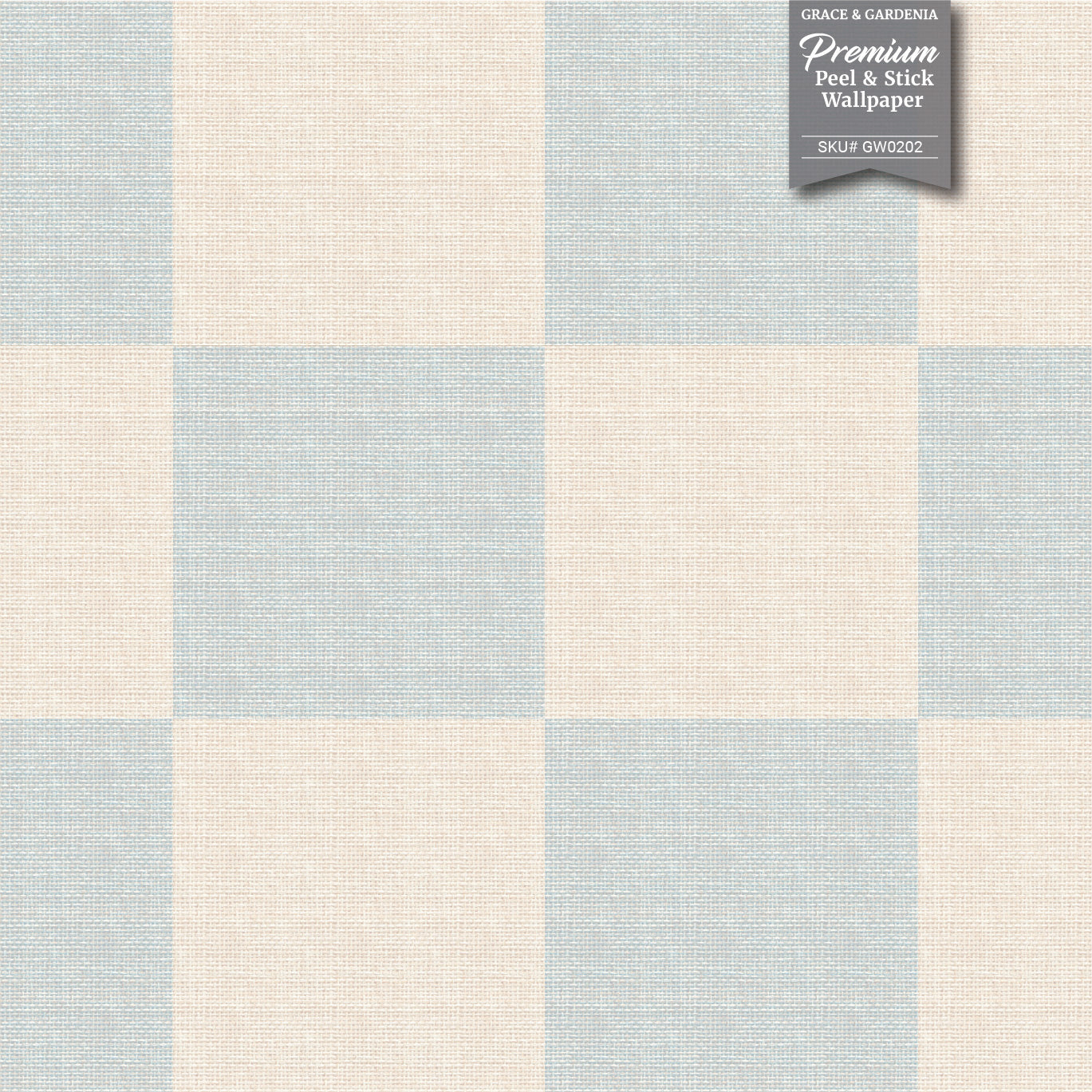 GW0202 Check Faux Grasscloth Plain weave Texture Wallpaper Roll 19 inch Wide x 18 ft. Long in White Baby Blue