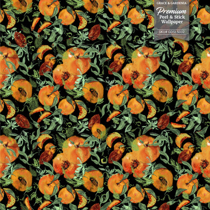 GDSL5030 Peaches Premium Peel and Stick Wallpaper Panel 26 inch Wide in Orange Green Tan