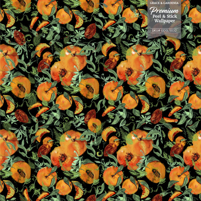 GDSL5030 Peaches Premium Peel and Stick Wallpaper Panel 26 inch Wide in Orange Green Tan