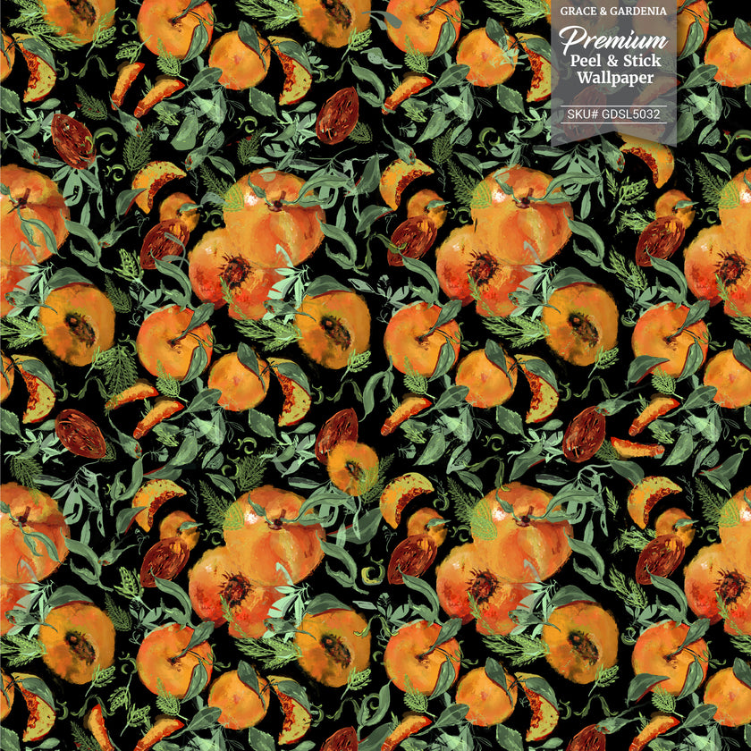 GDSL5030 Peaches Premium Peel and Stick Wallpaper Panel 26 inch Wide in Orange Green Tan