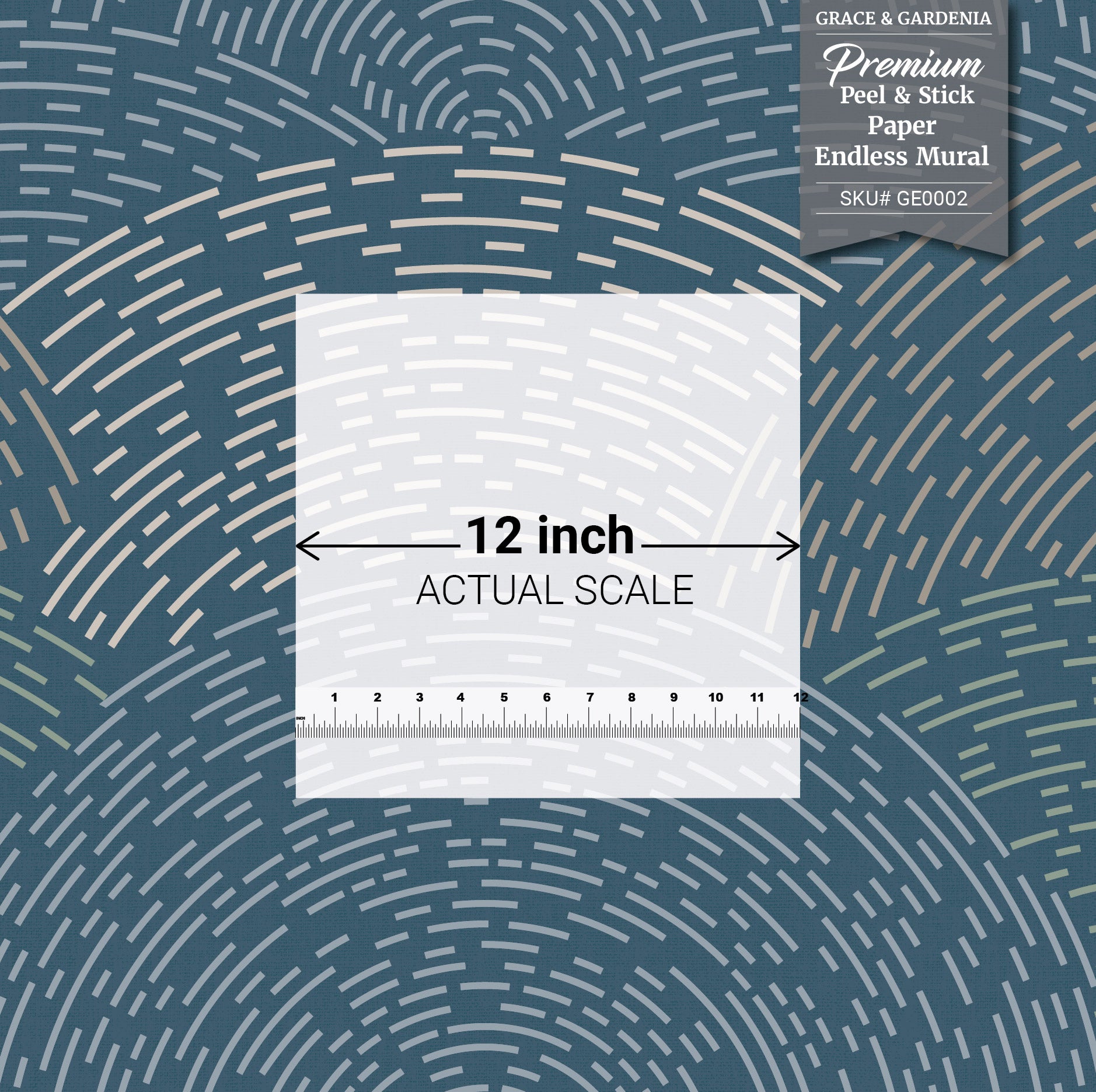 GE0002 Radial Escape Grace & Gardenia Endless Mural Navy