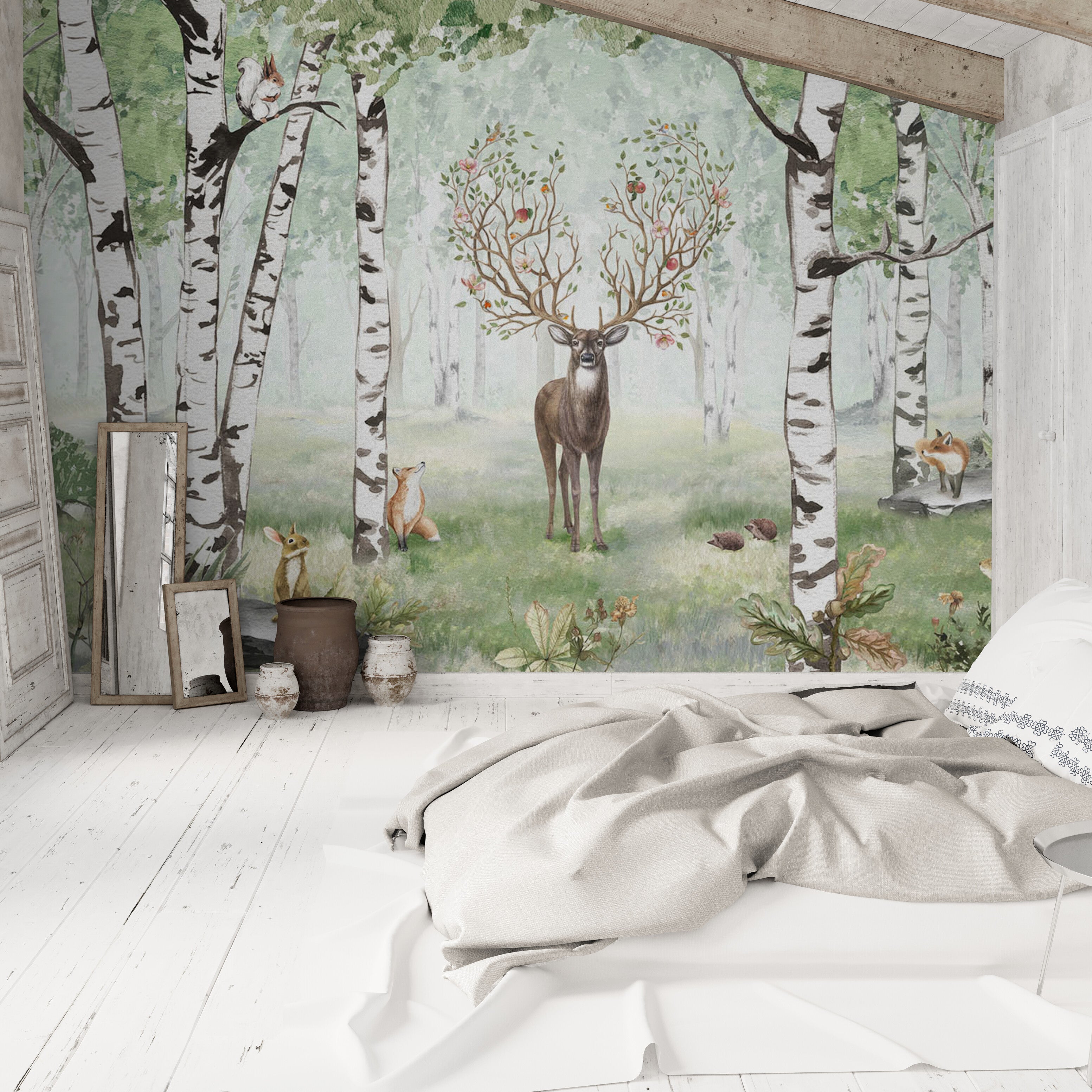 GDSE3001 Amazing Antlers Summer Wallpaper Mural, Premium Peel and Stick Material 26in Wide x 9 ft. Multi-colored