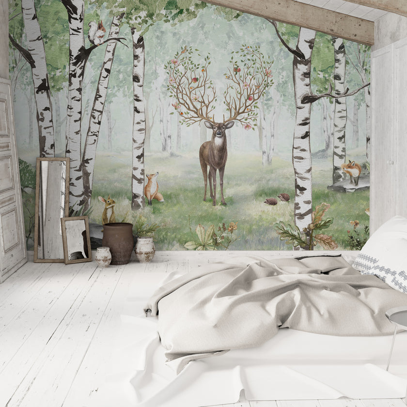 GDSE3001 Amazing Antlers Summer Wallpaper Mural, Premium Peel and Stick Material 26in Wide x 9 ft. Multi-colored