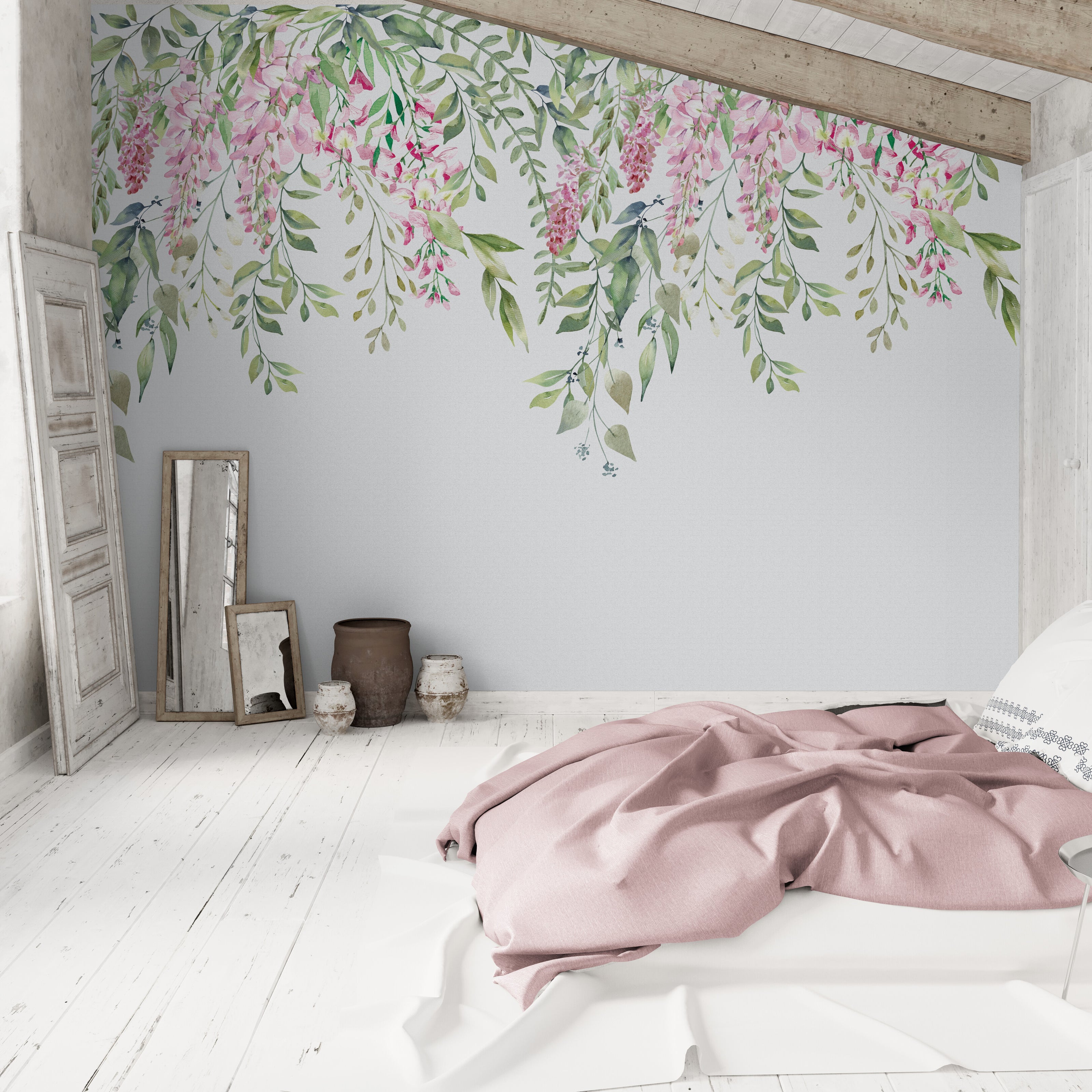 GE5120 Lush Wisteria Endless Mural (3) 26in wide panels x 108in Height Pink Green