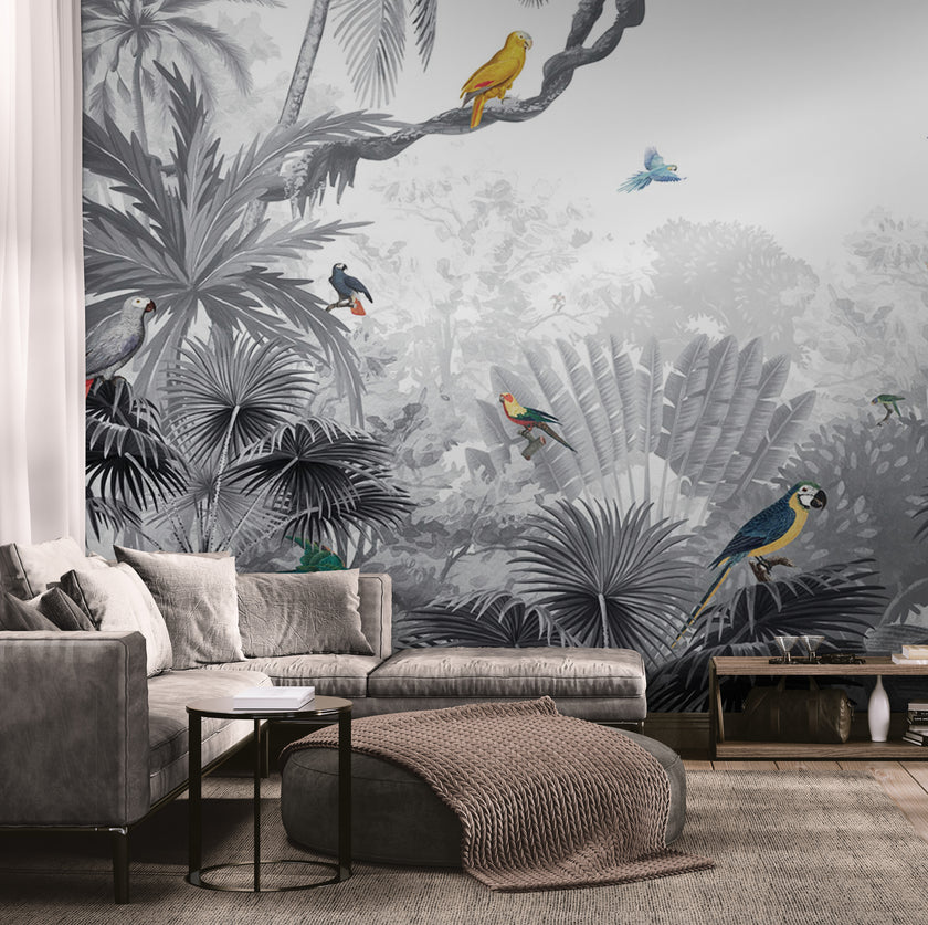 GDSE3030 Canopy Jungle Wallpaper Mural Premium Peel and Stick Material 26in Wide x 9 ft. Gray