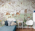 GDSE3051 Forest Friends Wallpaper Mural Premium Peel and Stick Material 26in Wide x 9 ft. Green White