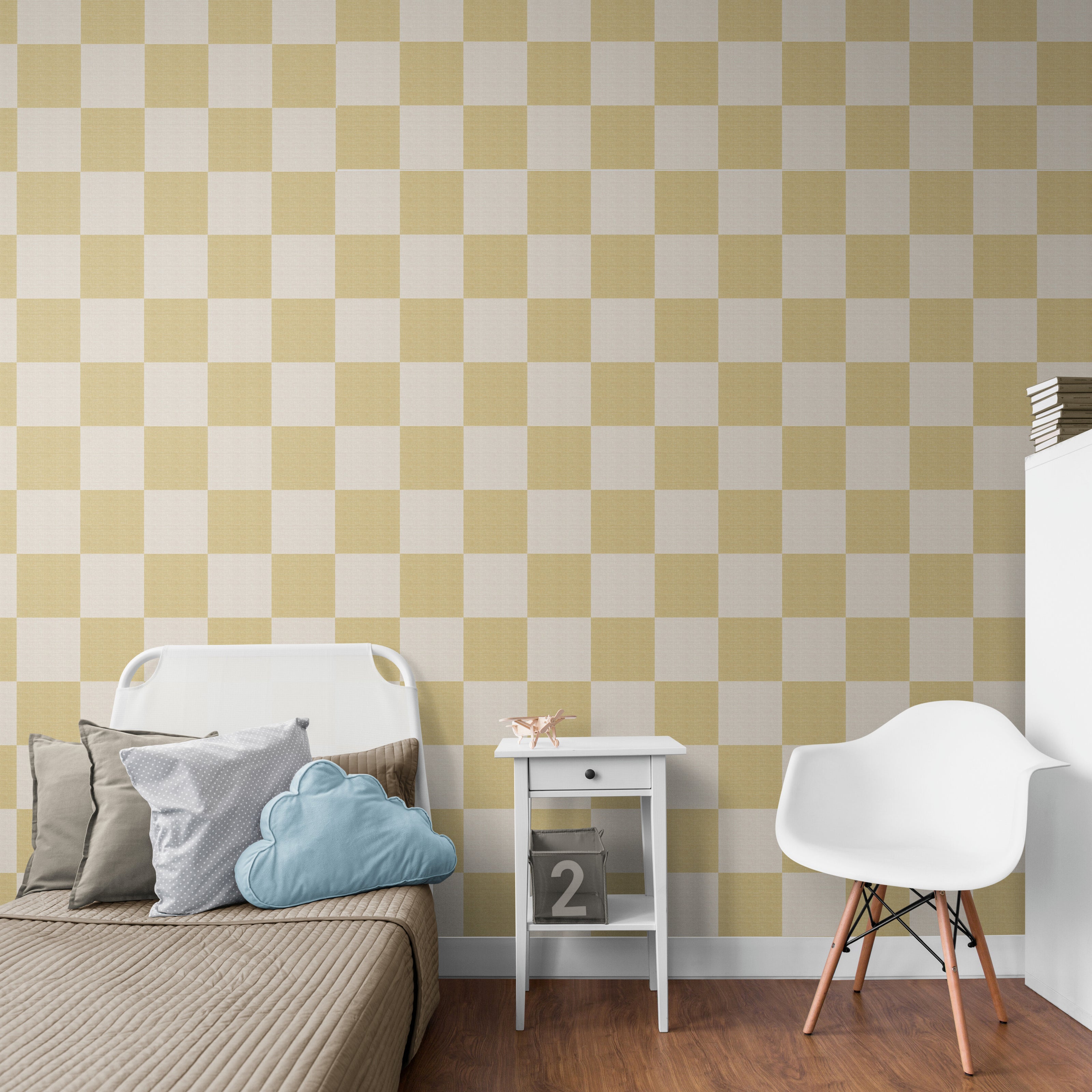 GW0201 Check Faux Grasscloth Plain weave Texture Wallpaper Roll 19 inch Wide x 18 ft. Long in White Tan