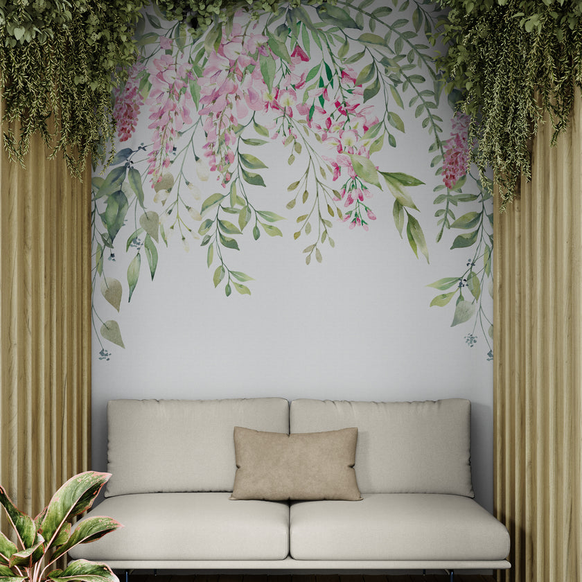 GE5120 Lush Wisteria Endless Mural (3) 26in wide panels x 108in Height Pink Green