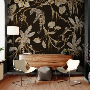 GDSE3156 Playful Monkey Wallpaper Premium Peel and Stick Material 26in Wide x 6ft, 9 ft, 12ft, Pink