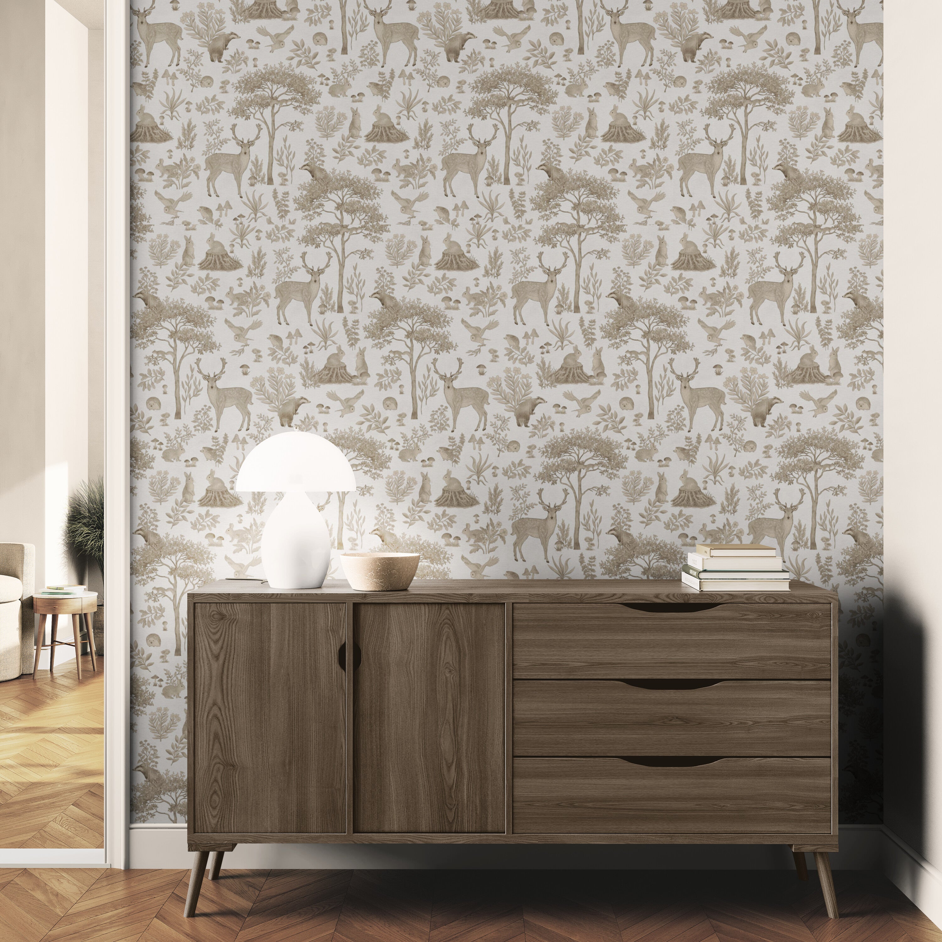 GDSE3271 Fantastic Forest Wallpaper Premium Peel and Stick Material 26in Wide x 9 ft. Vintage Pink Brown