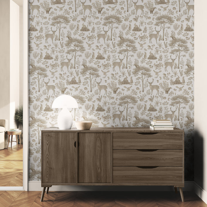 GDSE3271 Fantastic Forest Wallpaper Premium Peel and Stick Material 26in Wide x 9 ft. Vintage Pink Brown