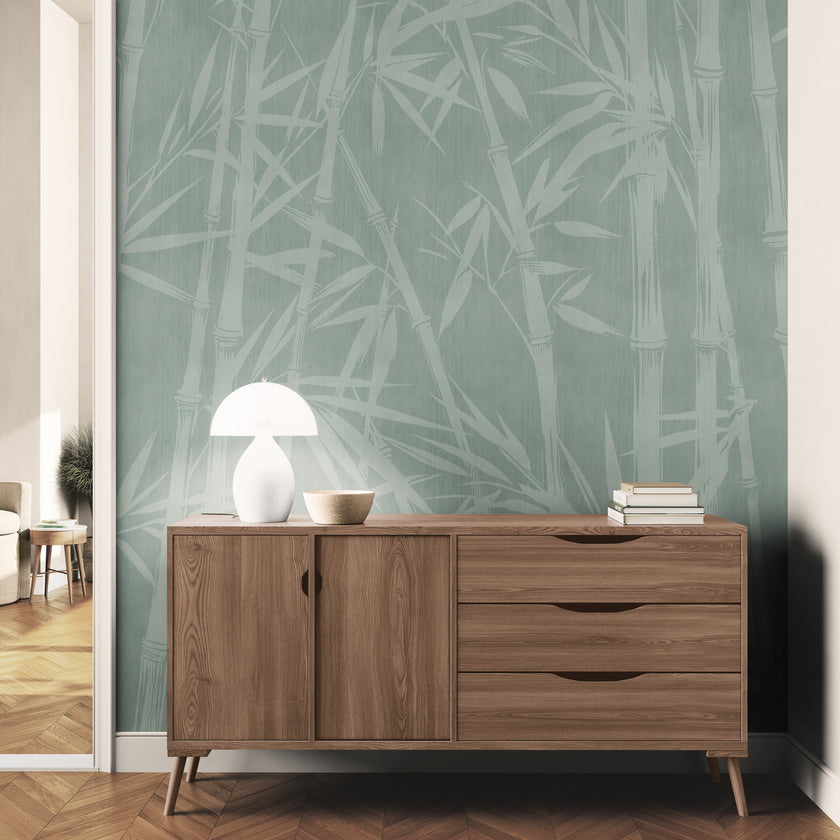 GE5101 Bamboo Serenity Endless Murals in Soft Sage Green