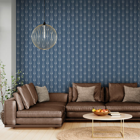 GDP6003 Twisted Twig Premium Peel and Stick Wallpaper Panel 26 inch Wide in Muted Navy