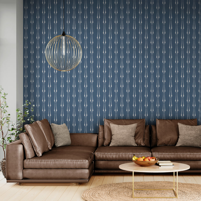 GDP6003 Twisted Twig Premium Peel and Stick Wallpaper Panel 26 inch Wide in Muted Navy