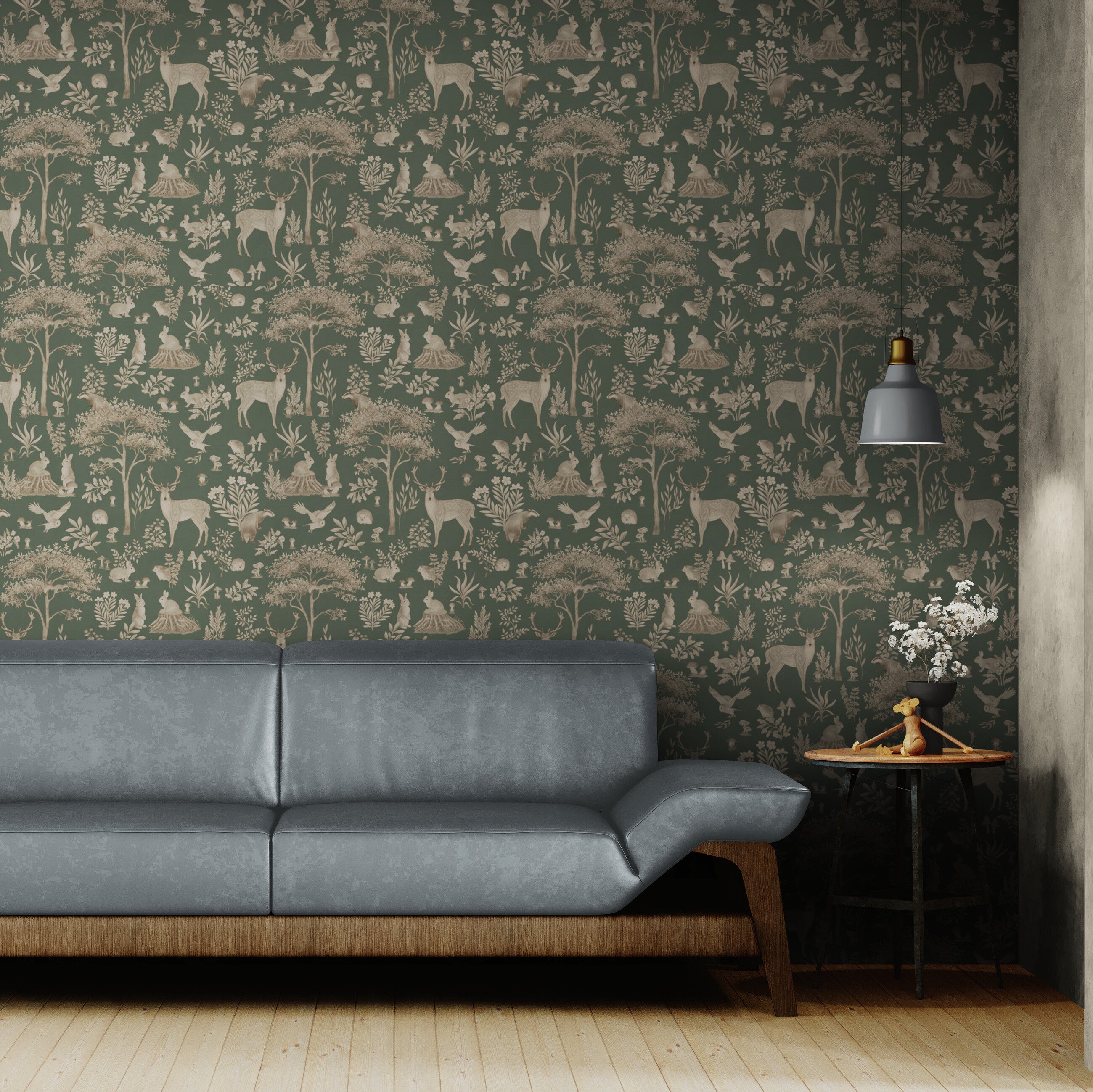 GDSE3273 Fantastic Forest Wallpaper Premium Peel and Stick Material 26in Wide x 9 ft. Vintage Green