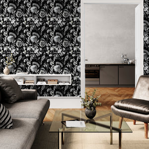 GDSL5020 Thistle Premium Peel and Stick Wallpaper Panel 26 inch Wide in Black White