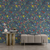 GP5010 Folk Florals Wallpaper Panels in Multi-Color Blue