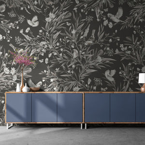 GDSE3190 Playful Robin Wallpaper Premium Peel and Stick Material 26in Wide x 6ft, 9 ft, 12ft, White